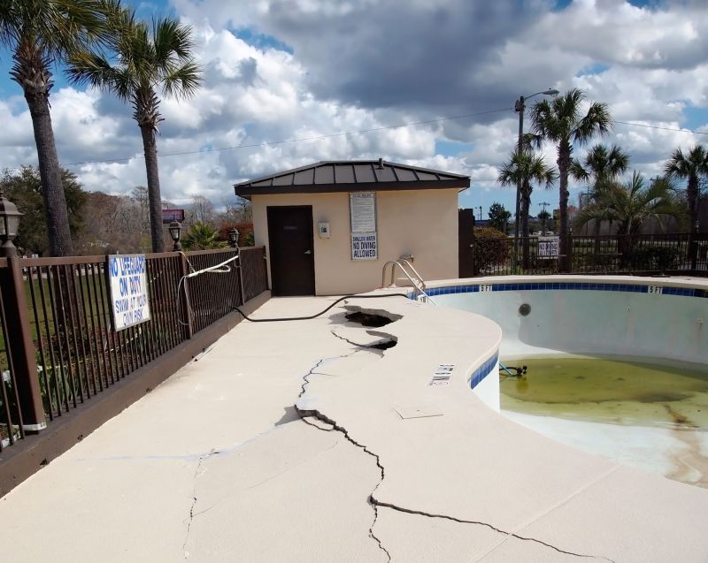 Cracked Concrete Pool Deck